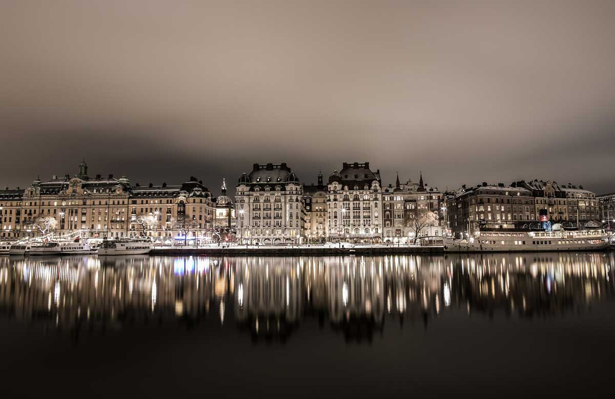 Städtereise nach Stockholm: Ansicht bei Nacht